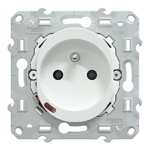Prise électrique 2P+T connectée Zigbee blanc Schneider Wiser Ovalis - vue face produit