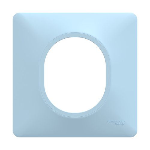 plaque de finition 1 poste Schneider Ovalis bleu azurin - vue de face