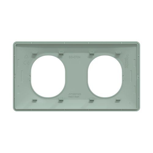 plaque de finition 2 postes schneider ovalis coloris sauge - vue de dos