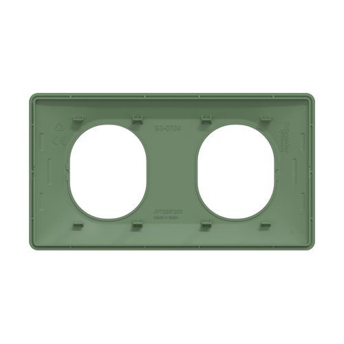 plaque de finition 2 postes schneider ovalis vert forêt - vue de dos