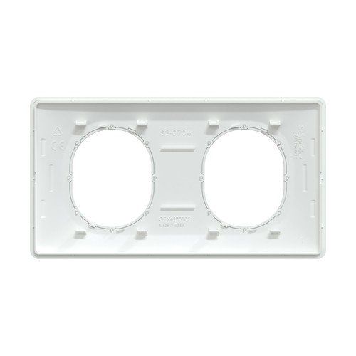 plaque de finition 2 postes schneider ovalis blanc liseré argent - vue de dos