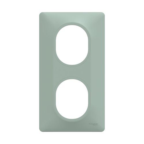 plaque de finition 2 postes vertical schneider ovalis coloris sauge - vue de face
