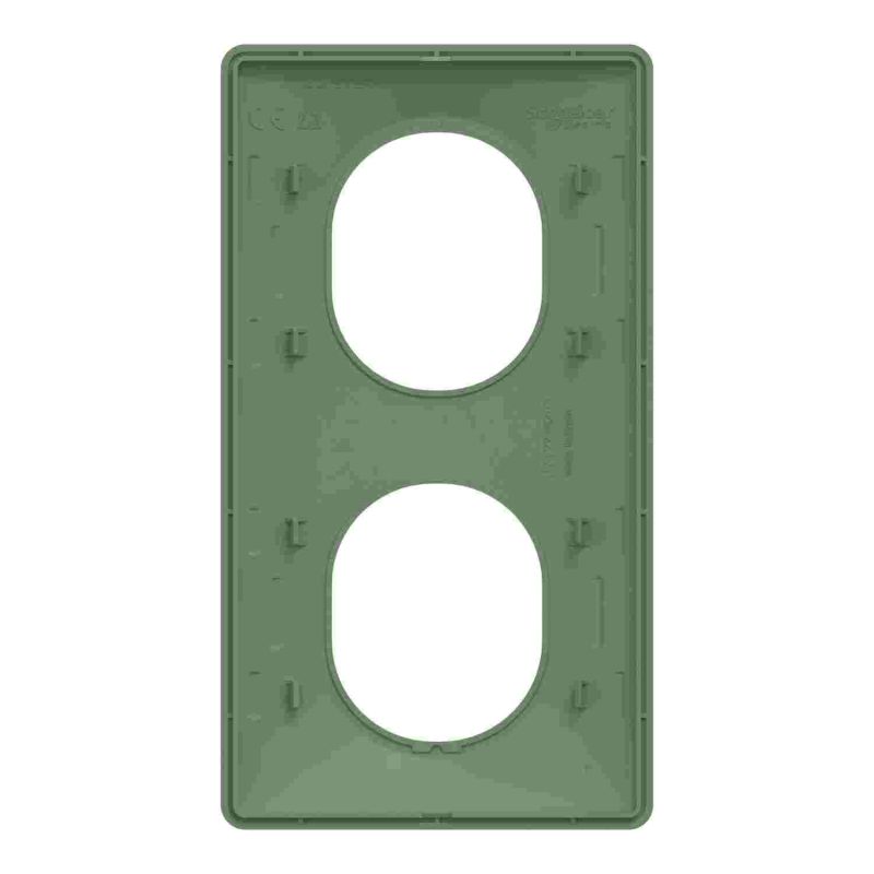 plaque de finition 2 postes vertical schneider ovalis coloris vert forêt - vue de dos