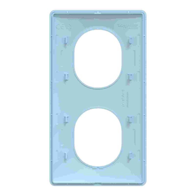 plaque de finition 2 postes vertical schneider ovalis bleu azurin - vue de dos