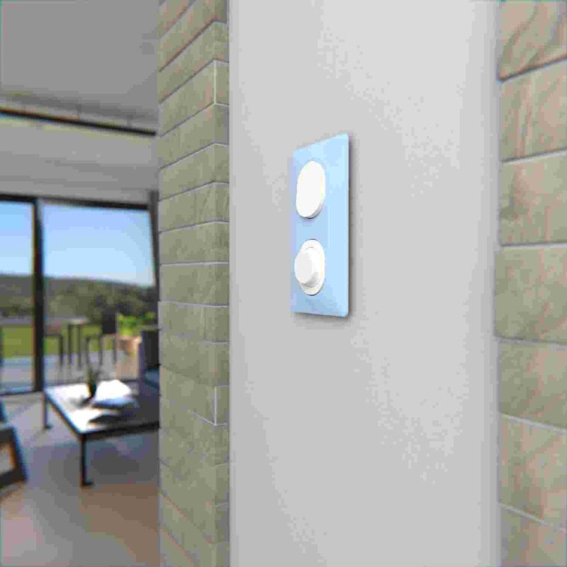 plaque de finition 2 postes vertical schneider ovalis bleu azurin - photo ambiance intérieur