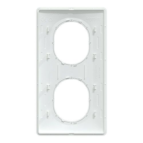 plaque de finition 2 postes vertical Schneider Ovalis blanc bague effet laiton - vue de dos
