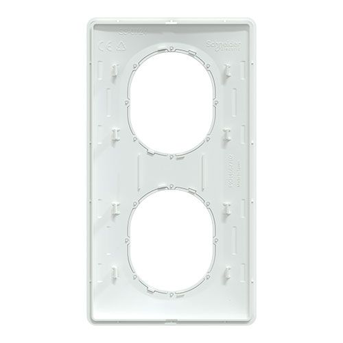 plaque de finition verticale 2 postes Schneider Ovalis blanc avec bague argent - vue de dos