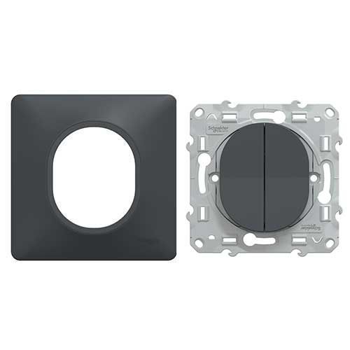 SCHNEIDER Ovalis double va et vient complet anthracite