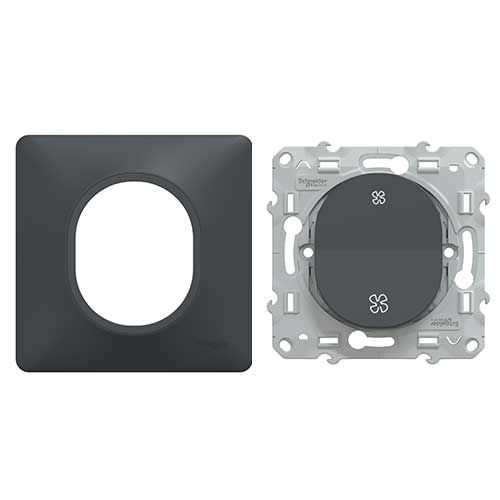 SCHNEIDER Ovalis Bouton poussoir VMC complet anthracite