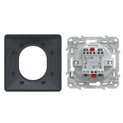 Interrupteur va et vient + poussoir SCHNEIDER Ovalis complet anthracite