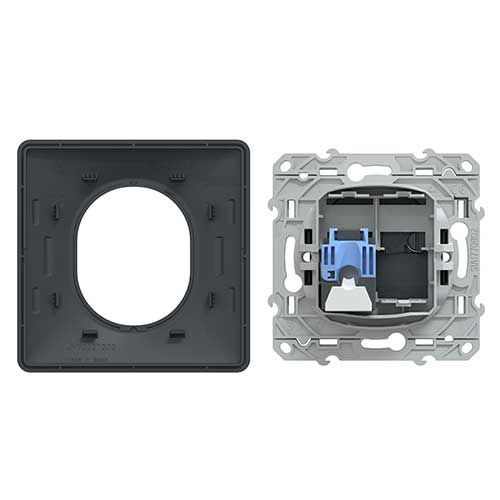 Prise RJ45 grade 3 catégorie 6 STP SCHNEIDER Ovalis complet anthracite
