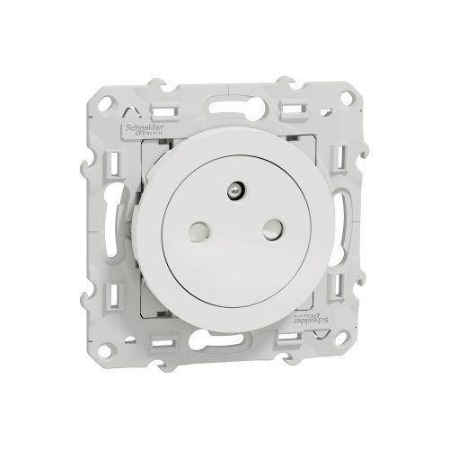 Prise 2P+T affleurante blanche Schneider Odace