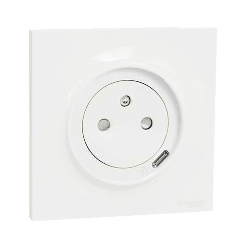 SCHNEIDER Odace Prise de courant 2P+T + USB Type-C affleurante complète blanc