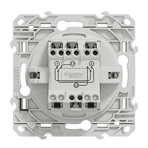 Permutateur blanc 10A Schneider Odace - vue de dos