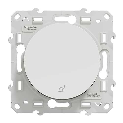 Bouton poussoir blanc Schneider Odace pour sonnette - vue de face