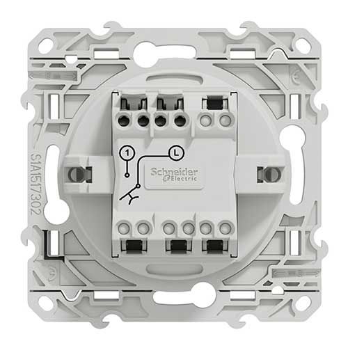 Bouton poussoir blanc Schneider Odace pour sonnette - vue de derrière