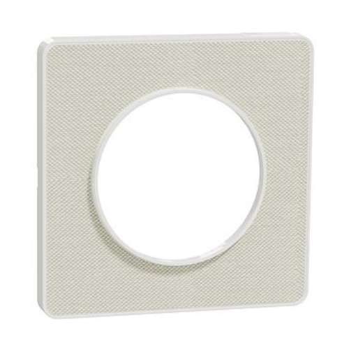 Plaque simple SCHNEIDER Odace Touch finition Kvadrat craie avec liseré blanc - vue de profil