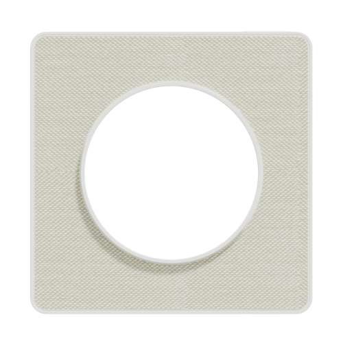 Plaque simple SCHNEIDER Odace Touch finition Kvadrat craie avec liseré blanc - vue de face