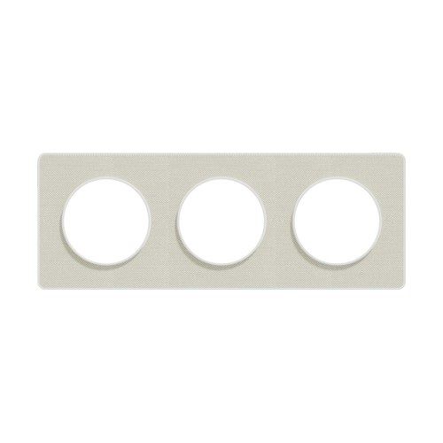 plaque 3 postes Schneider Odace Touch Kvadrat craie avec liseré blanc - vue de face