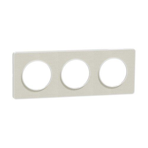 plaque 3 postes Schneider Odace Touch Kvadrat craie avec liseré blanc
