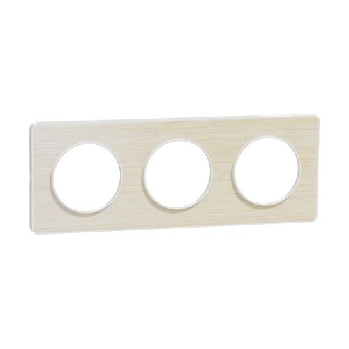 plaque 3 postes Schneider Odace Touch bois nordique avec liseré blanc