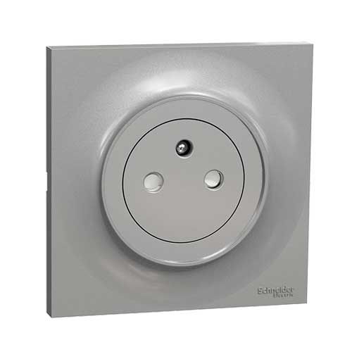 SCHNEIDER Odace Prise de courant 2P+T affleurante complète aluminium