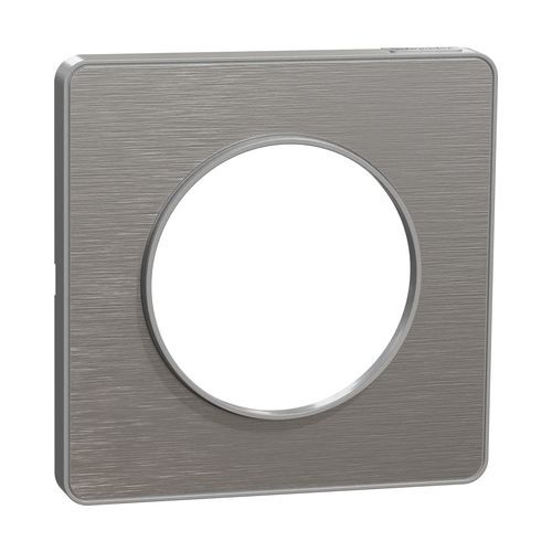 plaque 1 poste Schneider Odace Touch aluminium brossé avec liseré aluminium