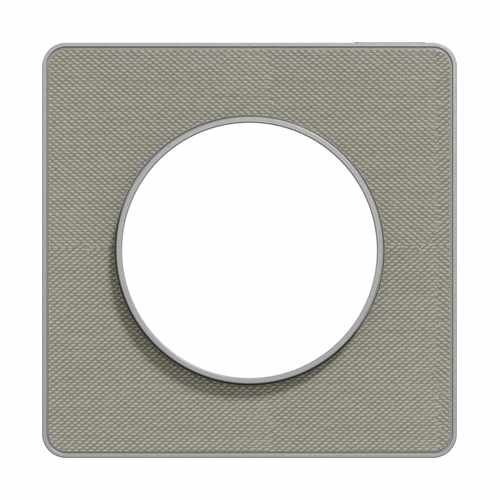 plaque 1 poste Schneider Odace Touch finition Kvadrat gris perle avec liseré aluminium - vue de face