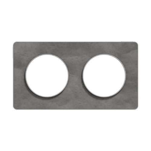 Plaque double SCHNEIDER Odace Touch ardoise avec liseré aluminium - vue de face