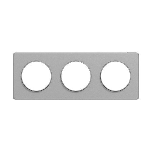 plaque 3 postes Schneider Odace Touch horizontaux ou verticaux entraxe 71mm aluminium - vue de face