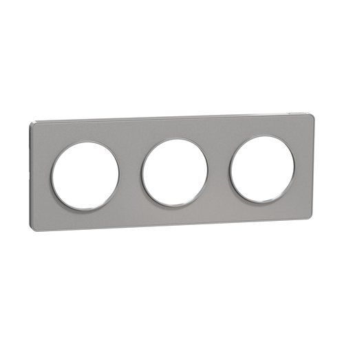 plaque 3 postes Schneider Odace Touch horizontaux ou verticaux entraxe 71mm aluminium - vue de profil