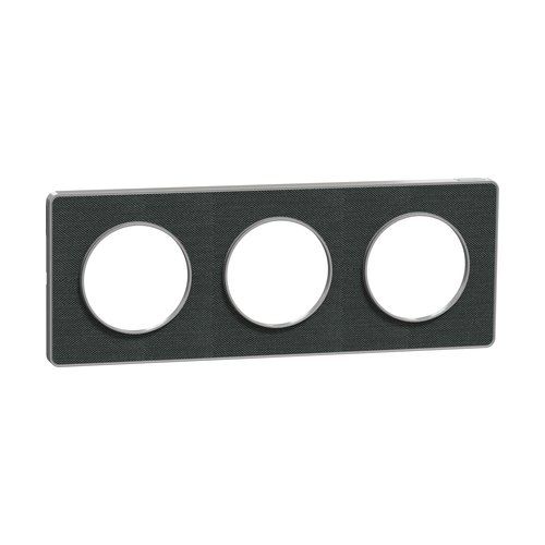 plaque 3 postes Schneider Odace Touch finition Kvadrat noir avec liseré aluminium