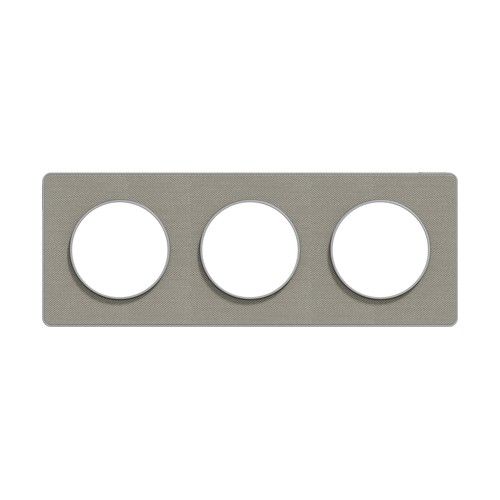 plaque 3 postes Schneider Odace Touch finition Kvadrat gris perle avec liseré aluminium - vue de face