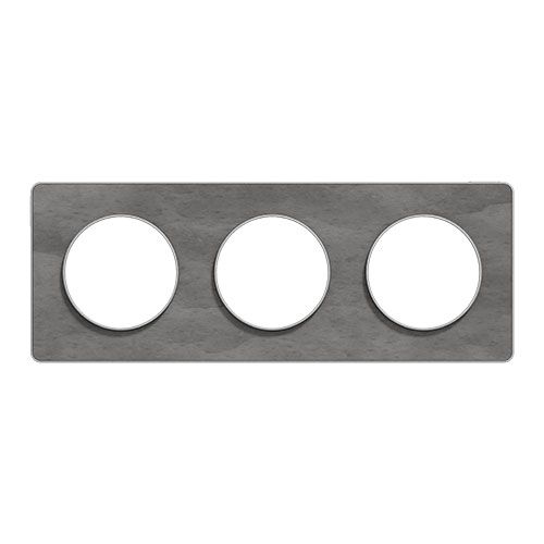 plaque de finition 3 postes Schneider Odace Touch coloris ardoise et liseré aluminium - vue de face
