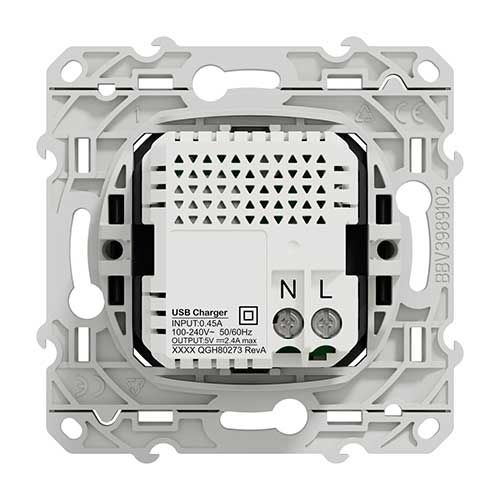 Prise chargeur double USB TYPE A+C anthracite SCHNEIDER Odace - image de dos