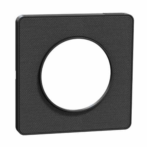 Plaque simple SCHNEIDER Odace Touch en tissu Kvadrat noir et liseré anthracite - vue de profil
