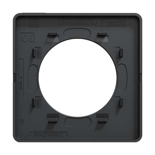 Plaque simple SCHNEIDER Odace Touch en tissu Kvadrat noir et liseré anthracite - vue de dos