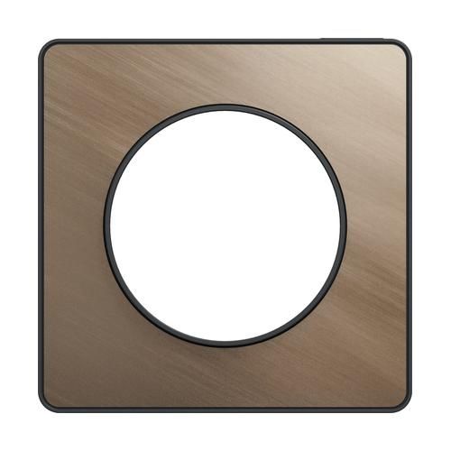 plaque 1 poste Schneider Odace Touch finition bronze brossé avec liseré anthracite - vue de face