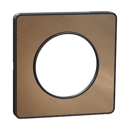 plaque 1 poste Schneider Odace Touch finition bronze brossé avec liseré anthracite