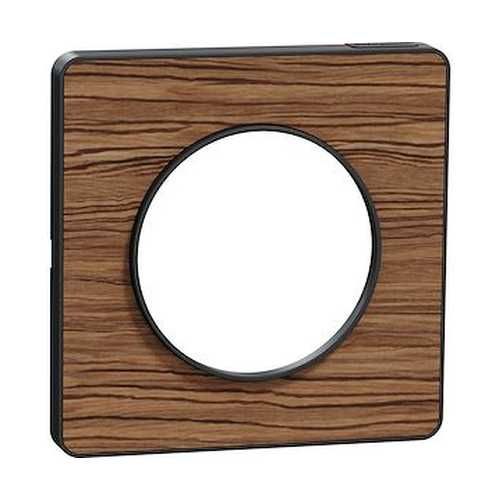 plaque 1 poste Schneider Odace Touch finition bois zebrano avec liseré anthracite