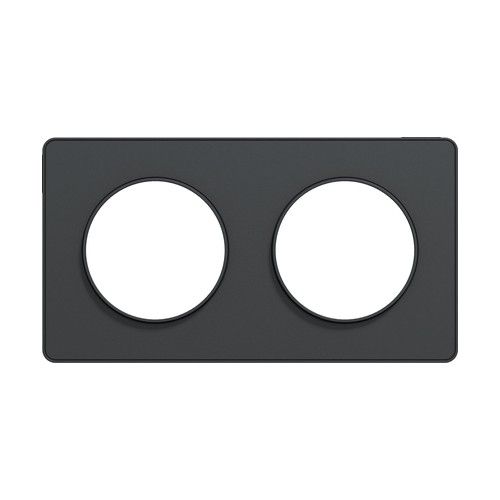 plaque 2 postes horizontaux ou verticaux Schneider Odace Touch couleur anthracite - vue de face