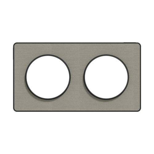 plaque 2 postes Schneider Odace Touch finition Kvadrat gris perle avec liseré anthracite - vue de face
