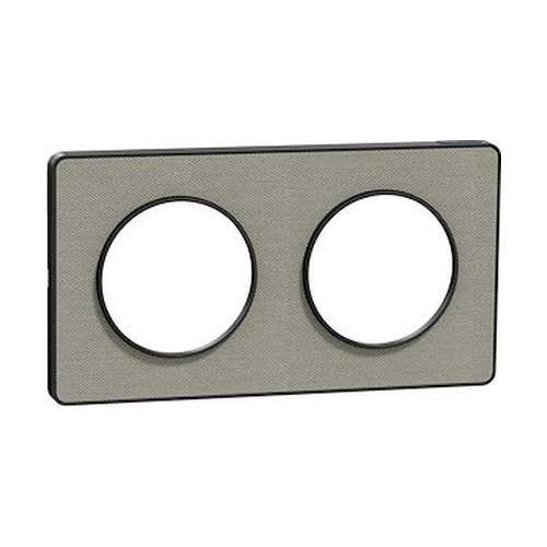 plaque 2 postes Schneider Odace Touch finition Kvadrat gris perle avec liseré anthracite