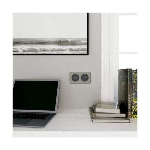 plaque 2 postes Schneider Odace Touch finition Kvadrat gris perle avec liseré anthracite - photo ambiance intérieur