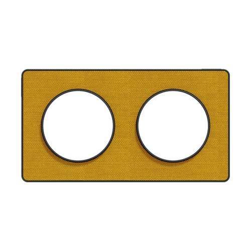 plaque 2 postes Schneider Odace Touch finition Kvadrat ocre avec liseré anthracite - vue de face