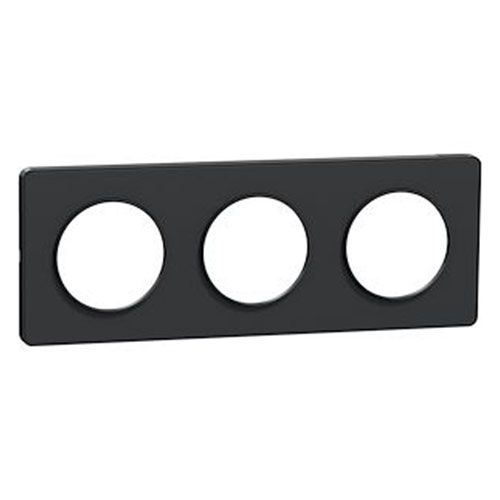 plaque 3 postes Schneider Odace Touch horizontaux ou verticaux entraxe 71mm anthracite - vue de profil