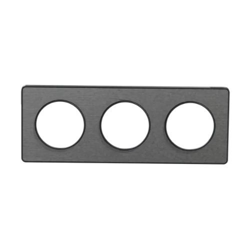 Plaque triple SCHNEIDER Odace Touch aluminium brossé avec liseré anthracite - vue de face