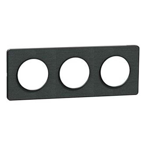 plaque 3 postes Schneider Odace Touch finition Kvadrat noir avec liseré anthracite - vue de profil