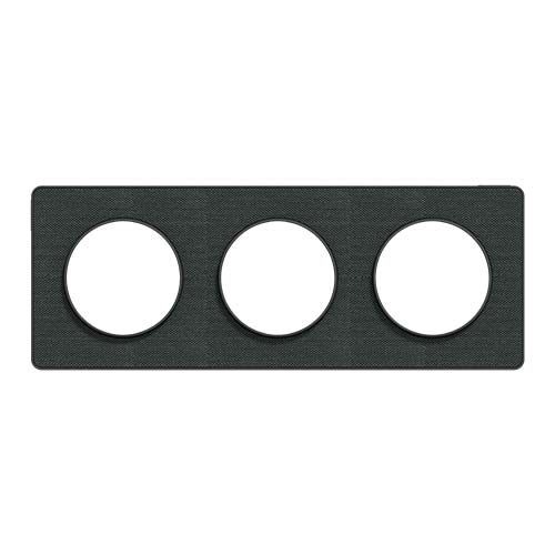 plaque 3 postes Schneider Odace Touch finition Kvadrat noir avec liseré anthracite - vue de face