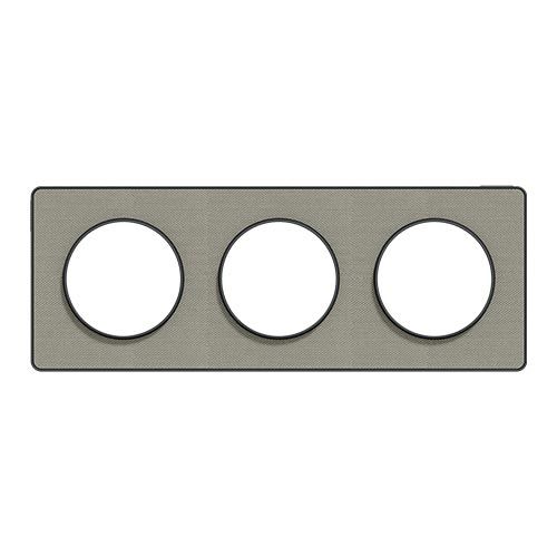 plaque 3 postes Schneider Odace Touch finition Kvadrat gris perle avec liseré anthracite - vue de face